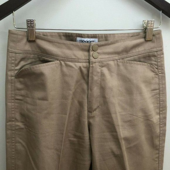 Esprit 90s Womens Flare Leg Slit Hem Pants  Low Cut Tan Size 6 - Picture 3 of 9